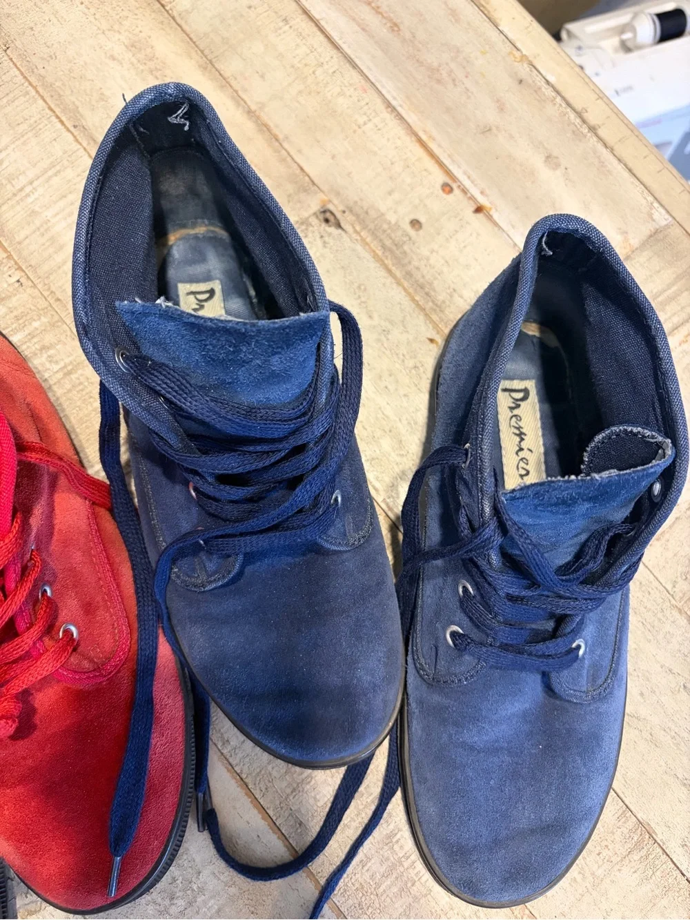 Premier Red and Navy Suede Ankle Boots